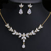 Bridal Diamond Gem Necklace and Earrings Set, Wedding Crystal Necklace Set, 14K Gold or Platinum - KaleaBoutique.com