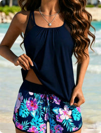 Women's Botanical-Print Tankini Set with Swim Shorts - KaleaBoutique.com