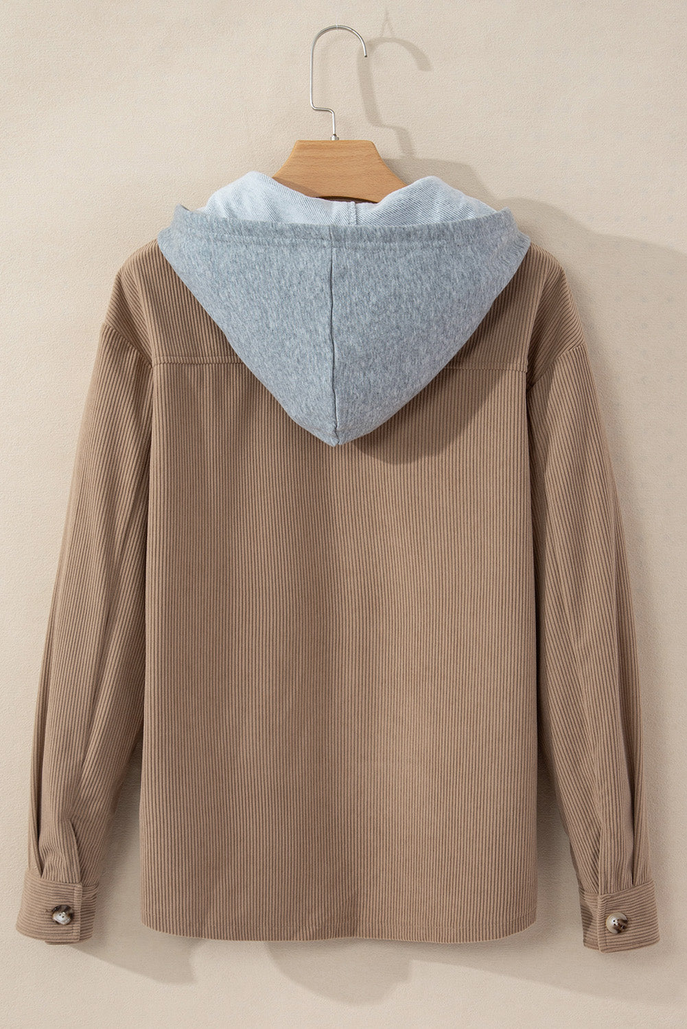 KaleaBoutique Hooded Drawstring Pockets Corduroy Shacket - KaleaBoutique.com