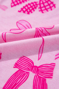 KaleaBoutique Stylish Bow Print Half Sleeve Shirt and Shorts Pajamas Set - KaleaBoutique.com