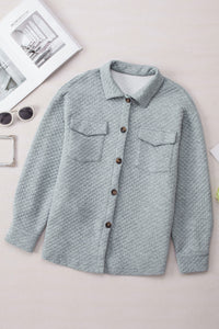 Retro Quilted Flap Pocket Button Shacket - KaleaBoutique.com