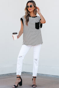 Chest Pocket Patch Round Neck Tank Top - KaleaBoutique.com