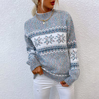 Women's Snowflake Mock-Neck Pullover Sweater - KaleaBoutique.com