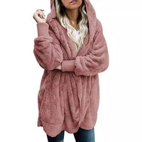 Women's Hooded Plush-Texture Longline Coat - KaleaBoutique.com