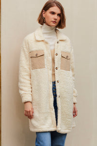 KaleaBoutique Stylish Contrast Flap Pocket Single Breasted Teddy Coat - KaleaBoutique.com