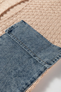 KaleaBoutique Comfortable Open Front Knitted Denim Pocket Patchwork Cardigan - KaleaBoutique.com