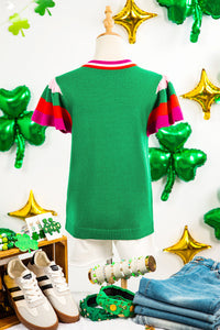 KaleaBoutique Stylish Shiny Lucky Striped Flutter Sleeve Round Neck Sweater - KaleaBoutique.com