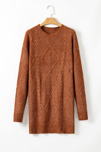 KaleaBoutique Stylish Cable Knit Drop Shoulder Loose Fit Sweater Dress - KaleaBoutique.com
