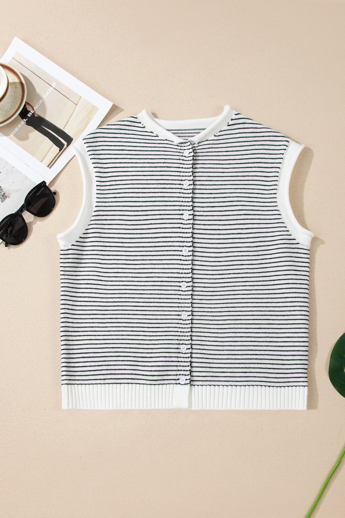 KaleaBoutique Comfortable Contrast Trim Cap Sleeve Button Down Casual Cardigan - KaleaBoutique.com
