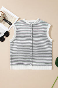 KaleaBoutique Comfortable Contrast Trim Cap Sleeve Button Down Casual Cardigan - KaleaBoutique.com