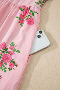 KaleaBoutique Comfortable Notched Neck Flutter Short Sleeve Floral Print Maxi Dress - KaleaBoutique.com