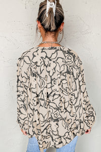 KaleaBoutique Stylish Floral Print Batwing Sleeve Buttoned Loose Fit Shirt - KaleaBoutique.com
