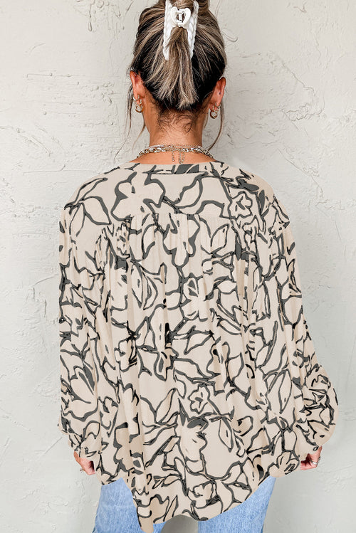 KaleaBoutique Stylish Floral Print Batwing Sleeve Buttoned Loose Fit Shirt - KaleaBoutique.com
