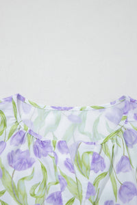 KaleaBoutique Comfortable Tulip Floral Print Contrast Trim Midi Dress - KaleaBoutique.com