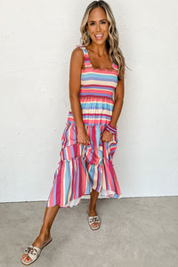 KaleaBoutique Ruffled Straps Smocked Tiered Long Dress - KaleaBoutique.com