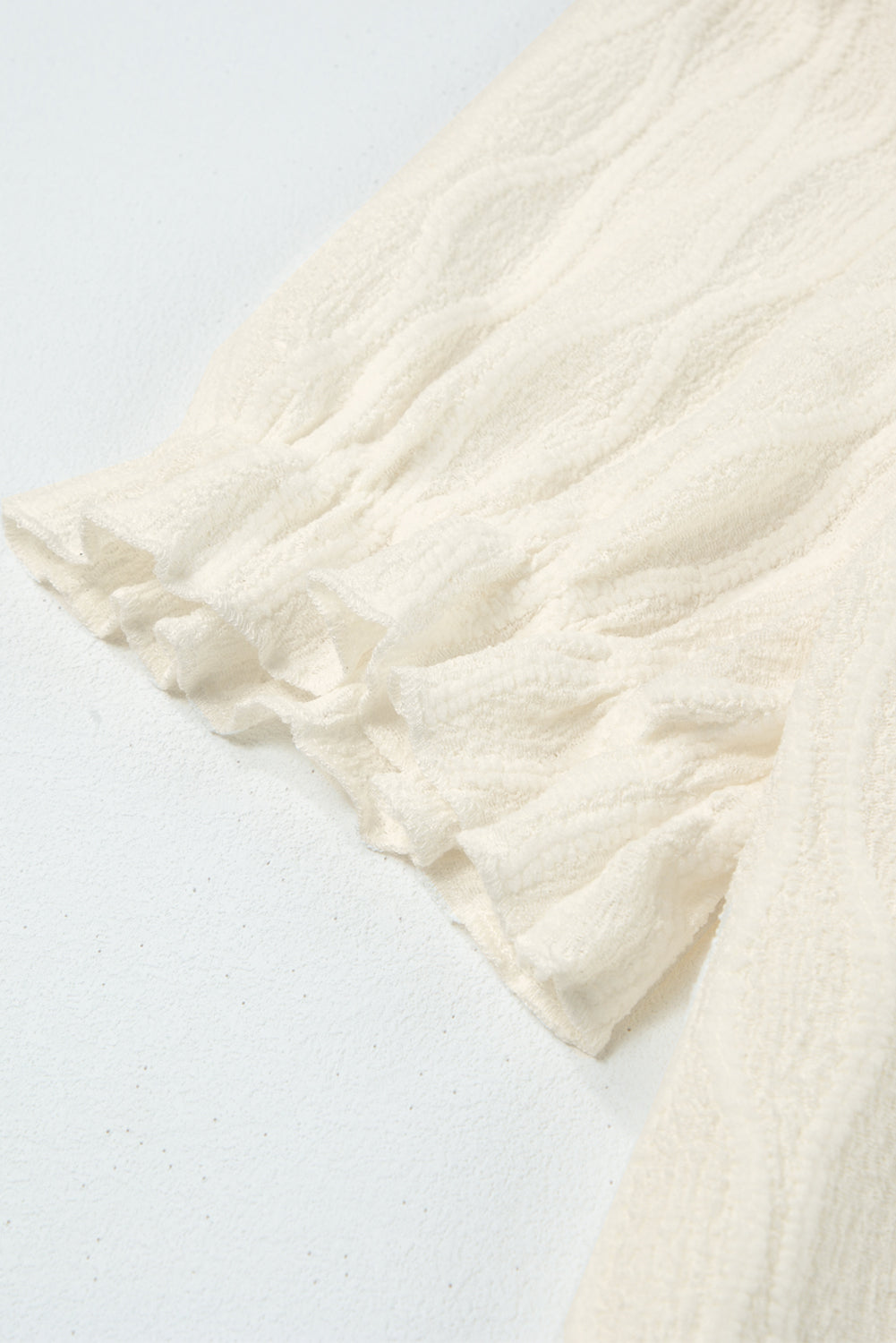KaleaBoutique Chic Solid Color Textured Notched Neck Puff Sleeve Blouse - KaleaBoutique.com