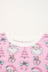 KaleaBoutique Stylish Ho Ho Ho Christmas Fashion Print 2pcs Lounge Short Set - KaleaBoutique.com