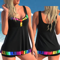 Women's Printed Swim Dress and Shorts 2 PC Tankini Set - KaleaBoutique.com