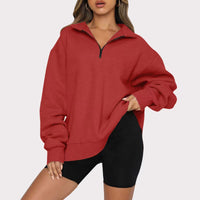 Women's Half-Zip Drop-Shoulder Pullover Sweatshirt - KaleaBoutique.com