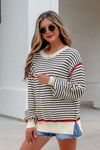 Ribbed Trim Drop Shoulder Oversized Sweater - KaleaBoutique.com