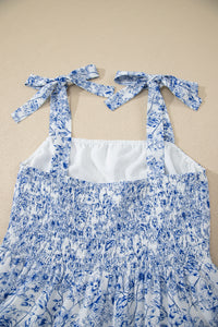 KaleaBoutique Stylish Floral Print Knot Straps High Waist Flared Maxi Dress - KaleaBoutique.com