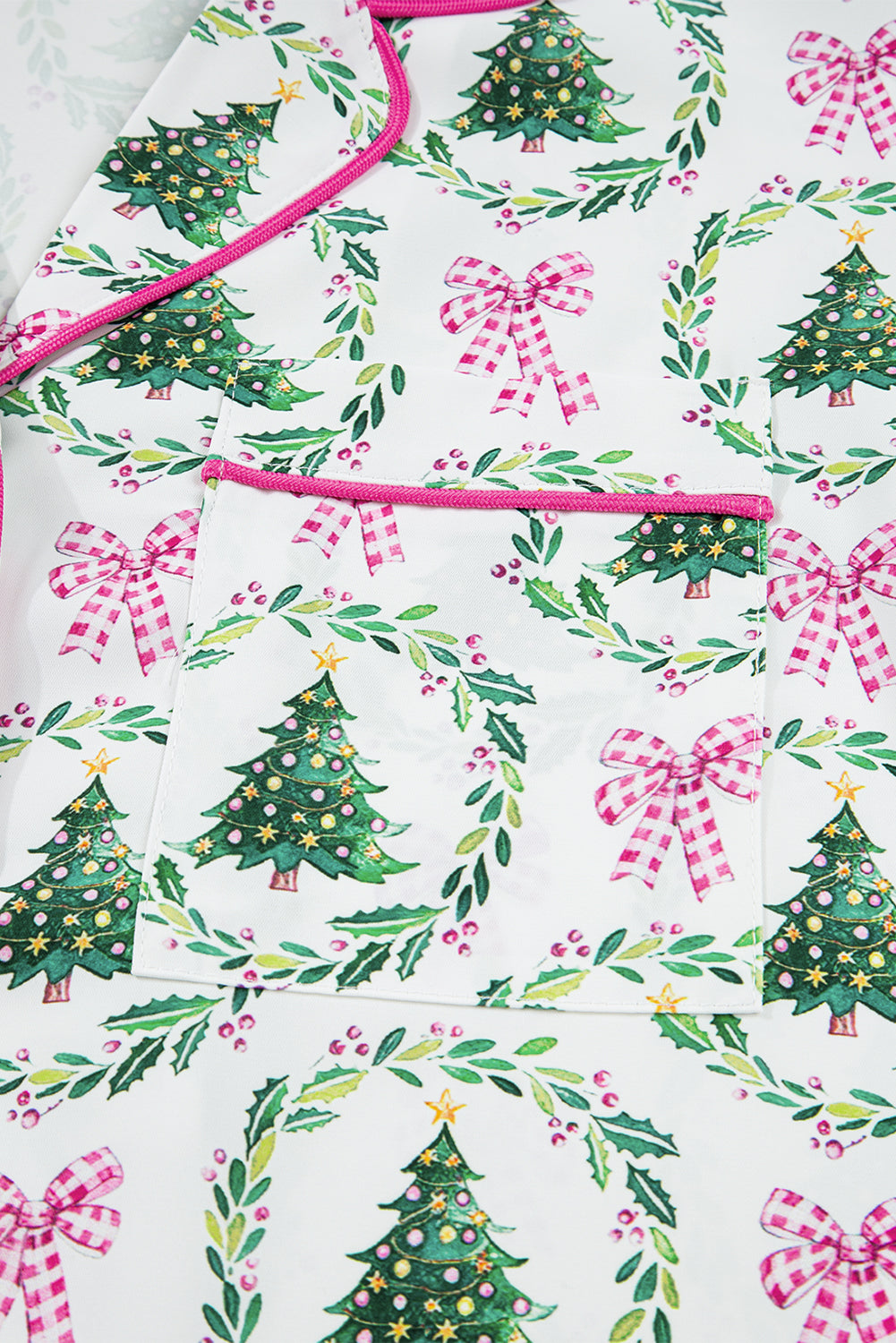 KaleaBoutique Comfortable Christmas Fashion Print Velvet Trim Bow Knot Pajama 2pcs Short Set - KaleaBoutique.com