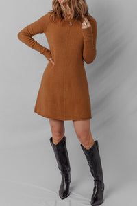 KaleaBoutique Stylish Ribbed Detail Solid Color Mini Sweater Dress - KaleaBoutique.com