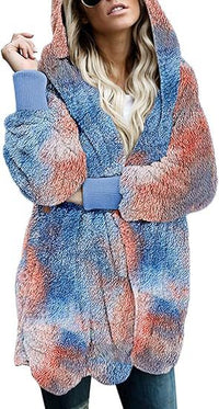 Women's Hooded Plush-Texture Longline Coat - KaleaBoutique.com