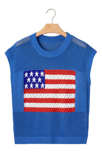 KaleaBoutique Comfortable Flag Graphic Short Sleeve Sweater Top - KaleaBoutique.com