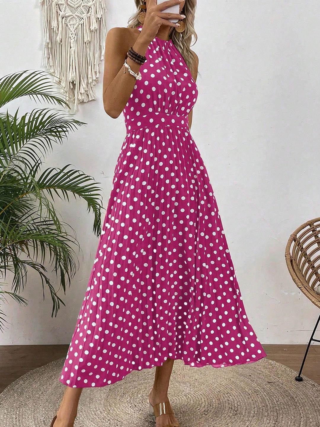 Women's Printed Halter-Neck Gathered-Waist Midi Dress - KaleaBoutique.com