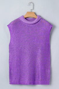 KaleaBoutique Stylish Solid Color Knit High Neck Short Sleeve Sweater - KaleaBoutique.com