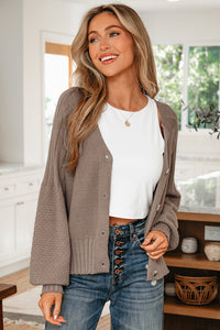 KaleaBoutique Comfortable Mixed Texture Knit Button V Neck Sweater Cardigan - KaleaBoutique.com