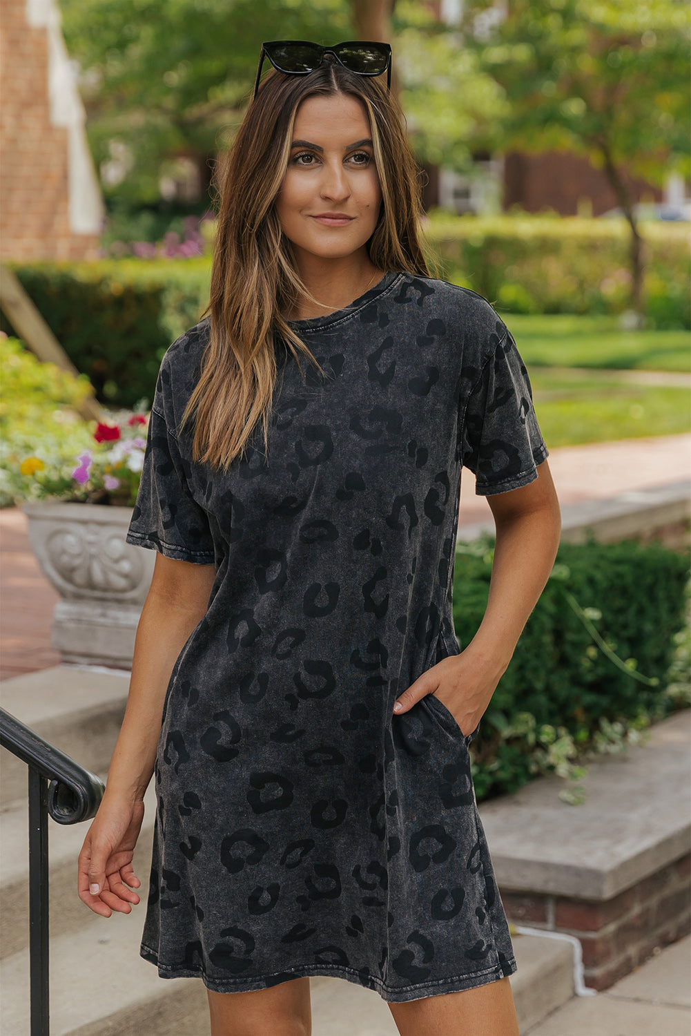 leopard print t shirt dress Modal Long-Sleeve Mini in - S length sleeves create an off Coltin T-Shirt Mini Dress by