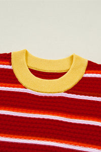 KaleaBoutique Stylish Colorblock Trim Half Sleeve Sweater Top - KaleaBoutique.com