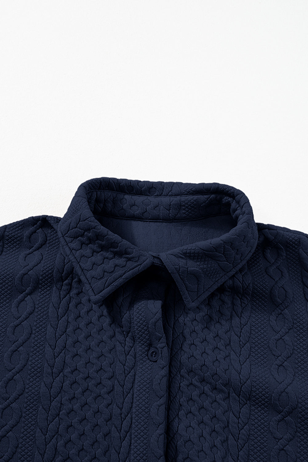 Cable Texture Puff Sleeve Loose Shacket - KaleaBoutique.com