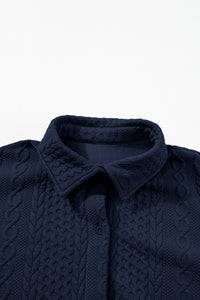Cable Texture Puff Sleeve Loose Shacket - KaleaBoutique.com