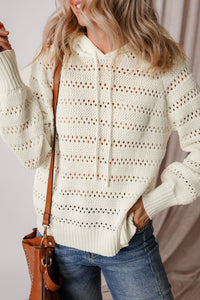 KaleaBoutique Pointelle Knit Raglan Sleeve Hooded Sweater - KaleaBoutique.com