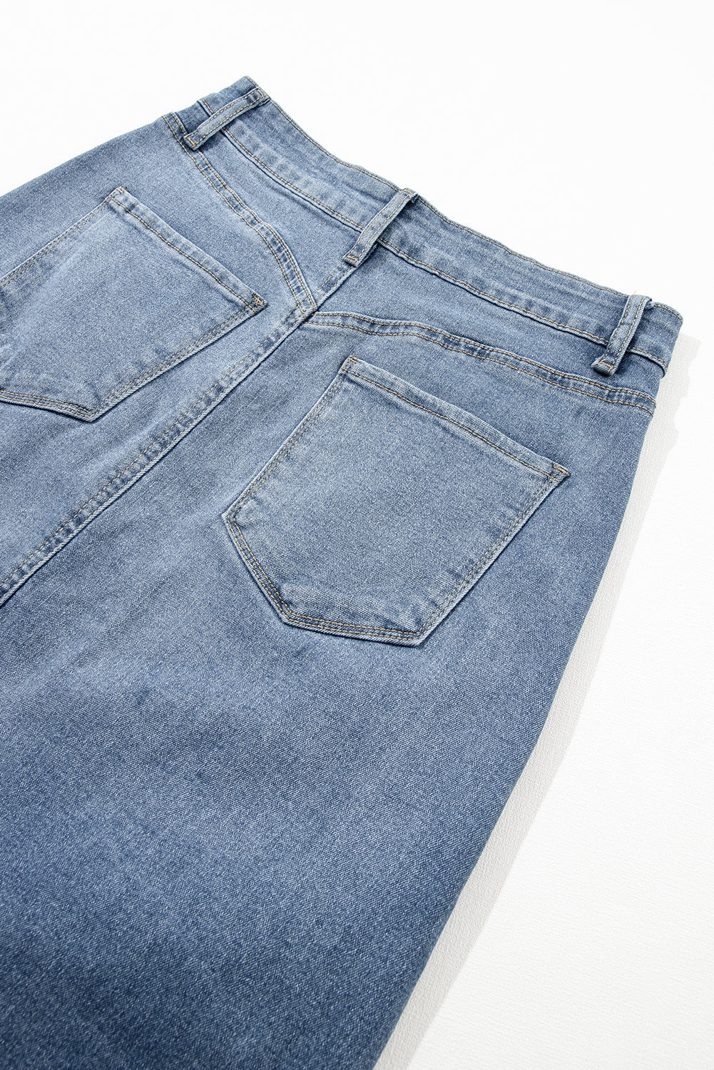 KaleaBoutique 4 Patch Pockets Front Slit Midi Denim Skirt - KaleaBoutique.com