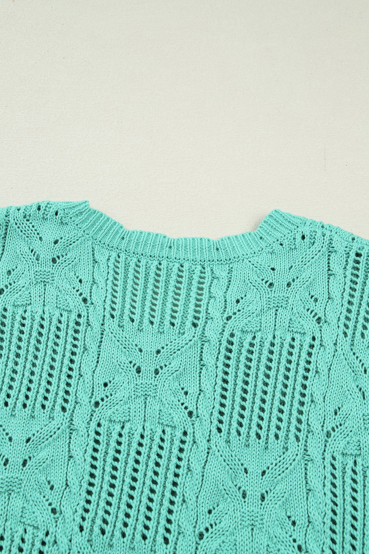 KaleaBoutique Stylish Pointelle Knit Patterned Scalloped Trim Short Sleeve Sweater - KaleaBoutique.com