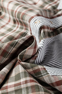 KaleaBoutique Stylish Plaid Print Striped Patchwork Single Chest Pocket Buttoned Shirt - KaleaBoutique.com