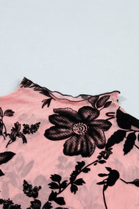 KaleaBoutique Stylish Retro Floral Print Mesh Long Sleeve Pullover Blouse - KaleaBoutique.com