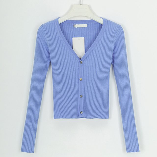 Women's Ribbed V-Neck Button-Front Cropped Cardigan - KaleaBoutique.com