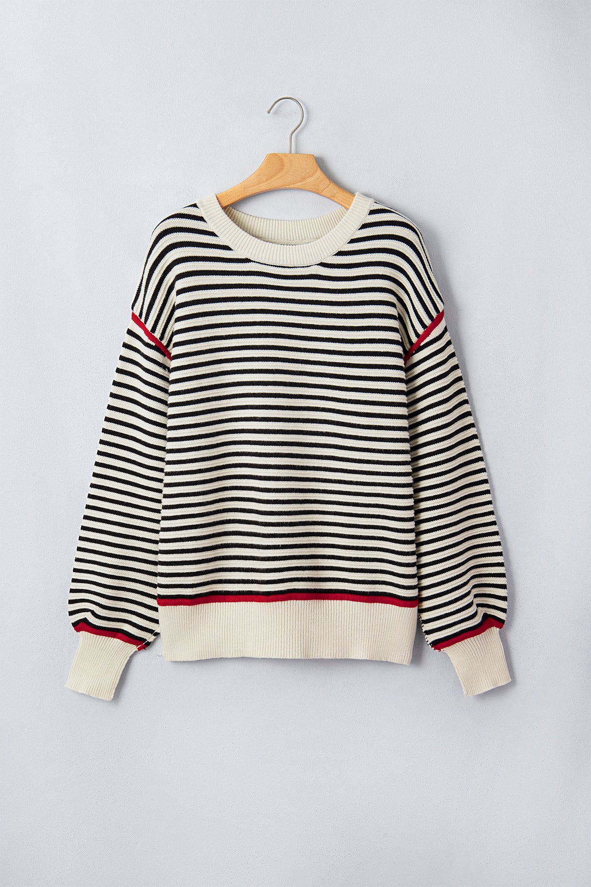 Ribbed Trim Drop Shoulder Oversized Sweater - KaleaBoutique.com
