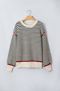 Ribbed Trim Drop Shoulder Oversized Sweater - KaleaBoutique.com