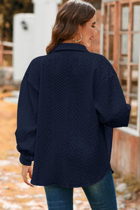 Cable Texture Puff Sleeve Loose Shacket - KaleaBoutique.com