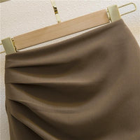 Women's High-Waist Ruched Asymmetric Midi Skirt - KaleaBoutique.com