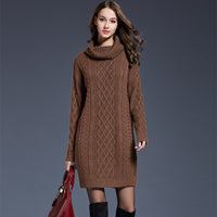Women's Cable-Knit Turtleneck Sweater Dress - KaleaBoutique.com