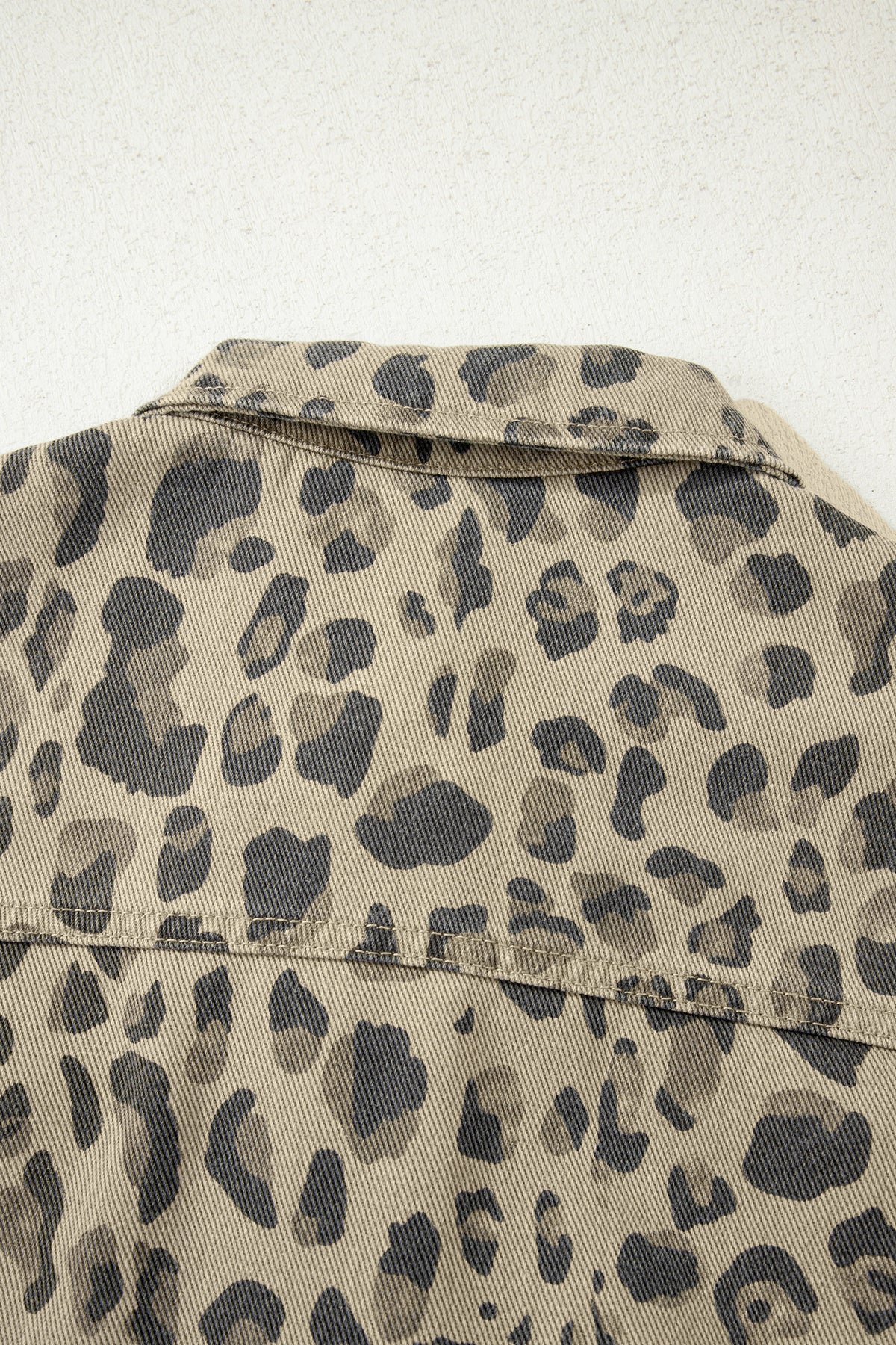 Retro Leopard Print Seam Detail Button Down Denim Jacket - KaleaBoutique.com