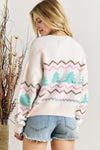 KaleaBoutique Stylish Striped Christmas Tree Ribbed Trim Drop Shoulder Sweater - KaleaBoutique.com