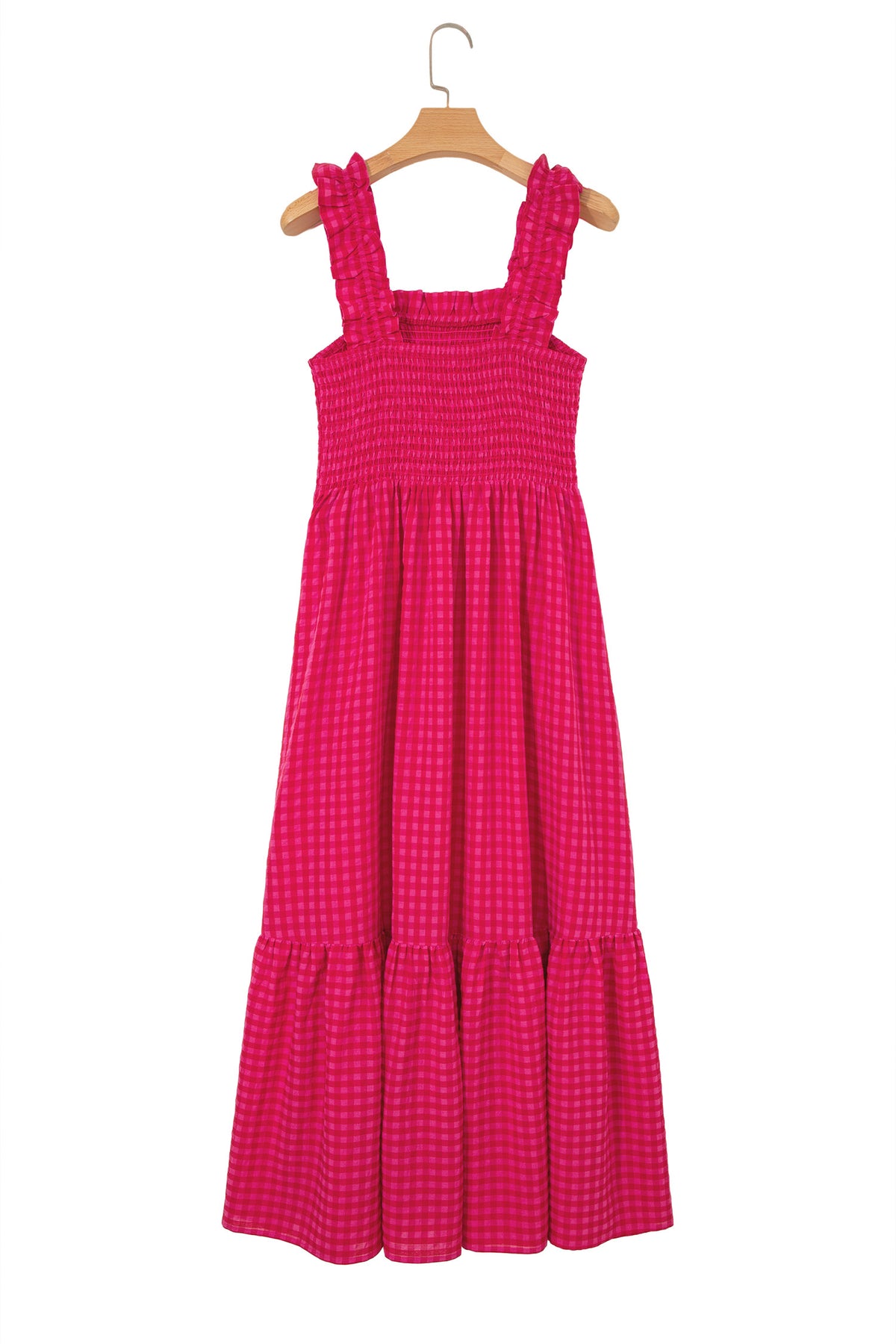 KaleaBoutique Comfortable Plaid Square Neck Fit-and-flared Vacation Sundress - KaleaBoutique.com